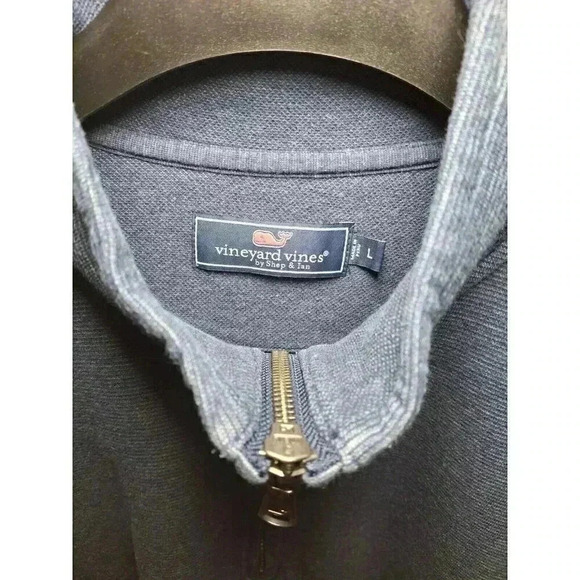 Vineyard Vines L Mens Performance Blue Quarter Zip Pockets - Picture 3 of 12